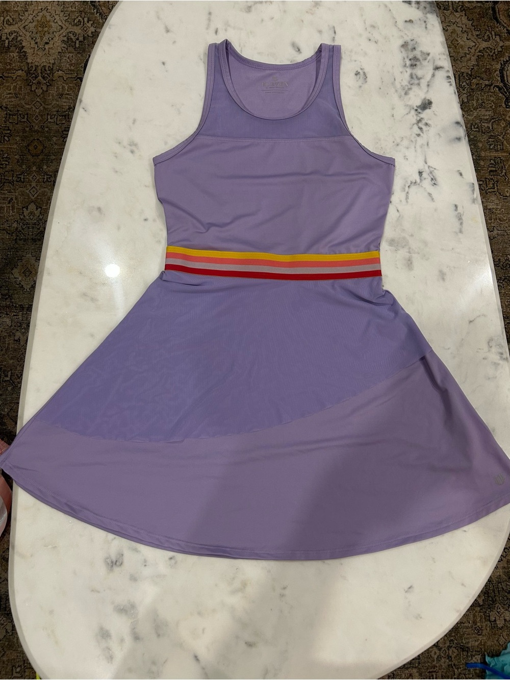 Ele Ven Lavender Women’s Athletic A-Line Dress with Multicolor Waistband
